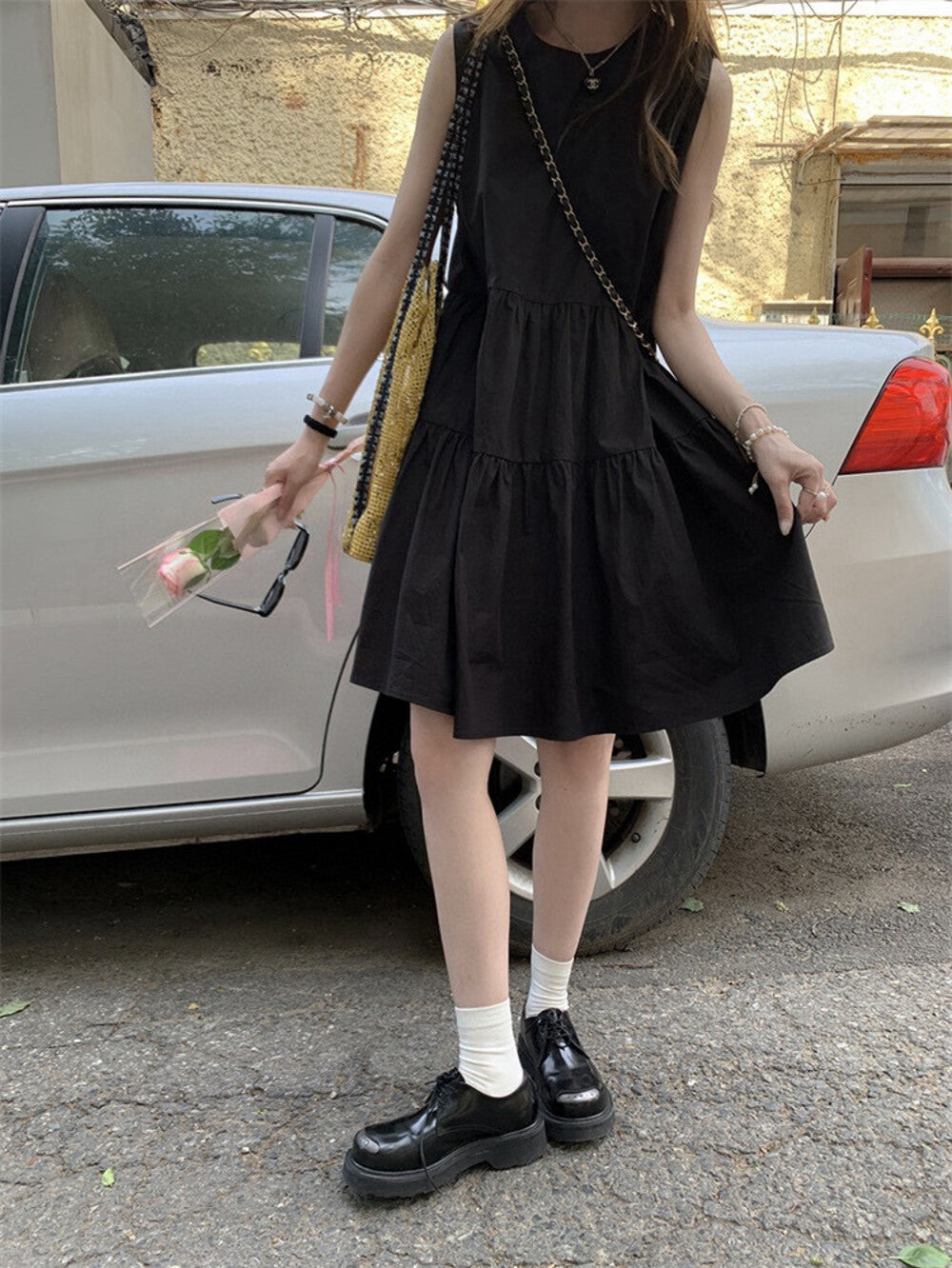 Sleeveless Patchwork A-line Loose Dress