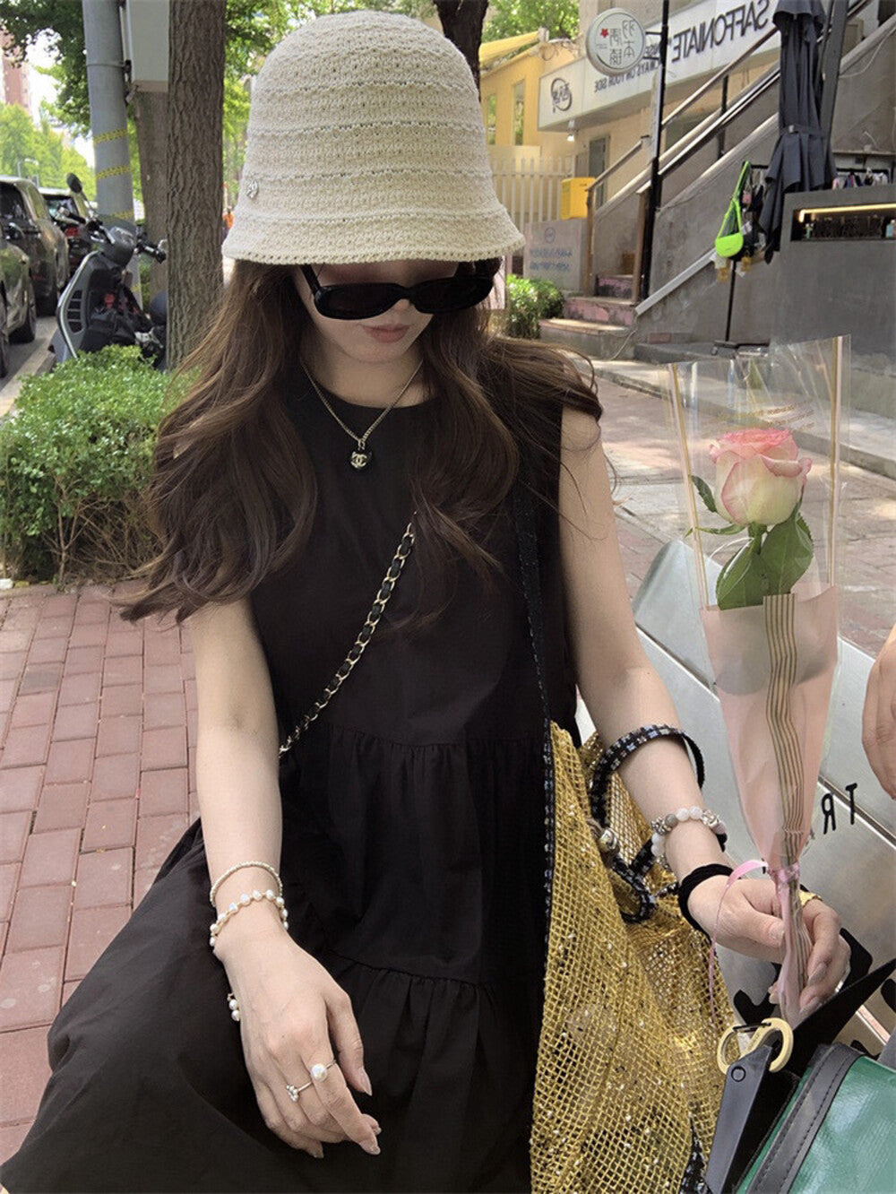 Sleeveless Patchwork A-line Loose Dress