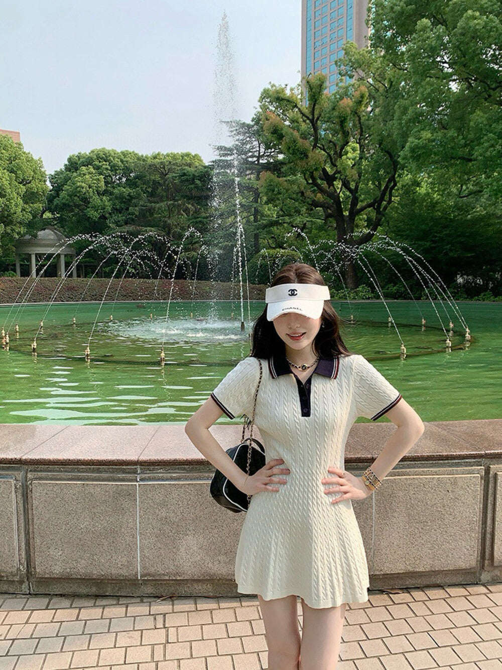 Cable Knit Dress with Collegiate Style