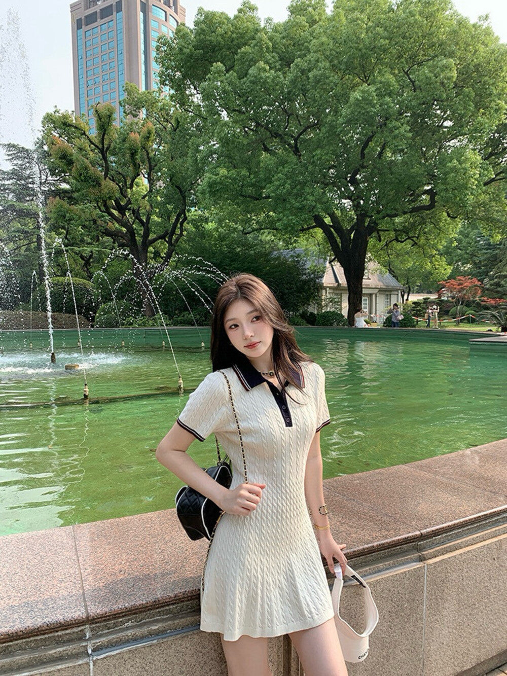 Cable Knit Dress with Collegiate Style