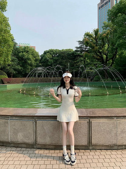 Cable Knit Dress with Collegiate Style