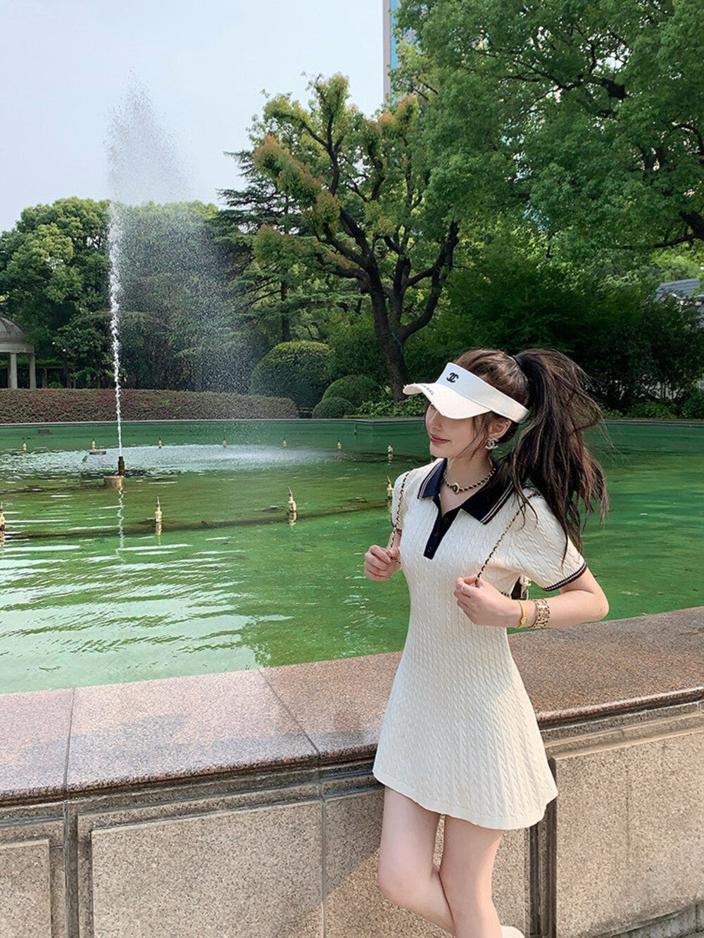 Cable Knit Dress with Collegiate Style