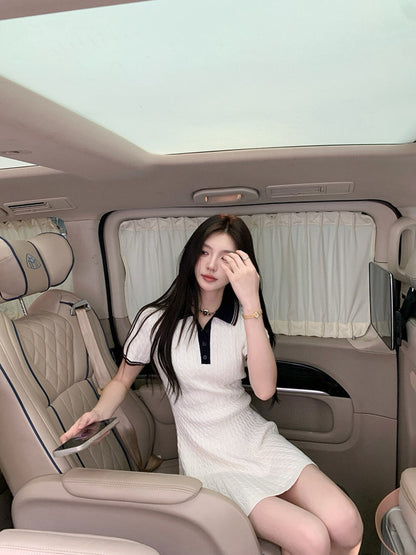 Cable Knit Dress with Collegiate Style