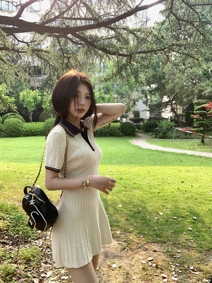 Cable Knit Dress with Collegiate Style
