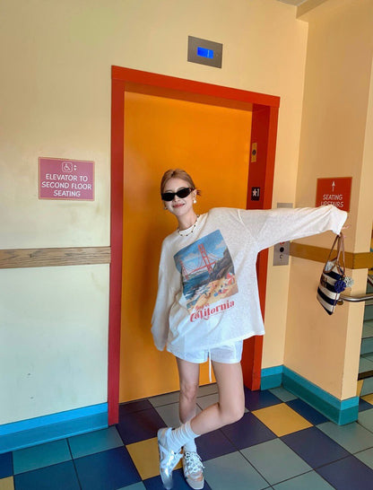 卡通印花寬鬆長袖T恤