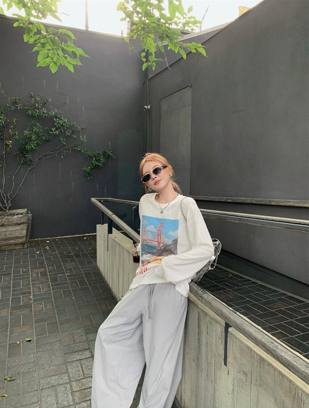 卡通印花寬鬆長袖T恤