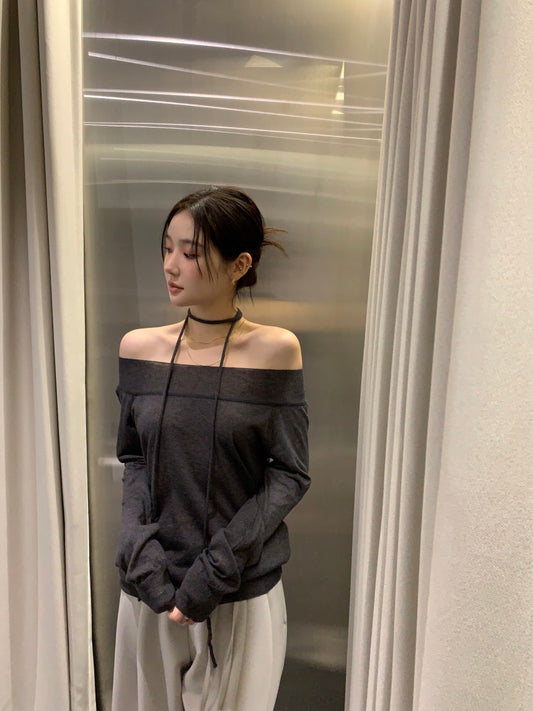 Off-shoulder Lightweight Knit Top