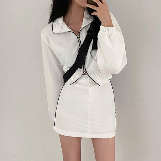 Loose-fit Sun Protection Jacket + Bodycon Skirt Set