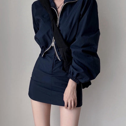 Loose-fit Sun Protection Jacket + Bodycon Skirt Set