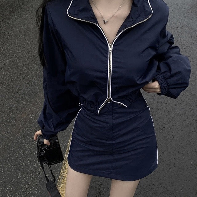 Loose-fit Sun Protection Jacket + Bodycon Skirt Set
