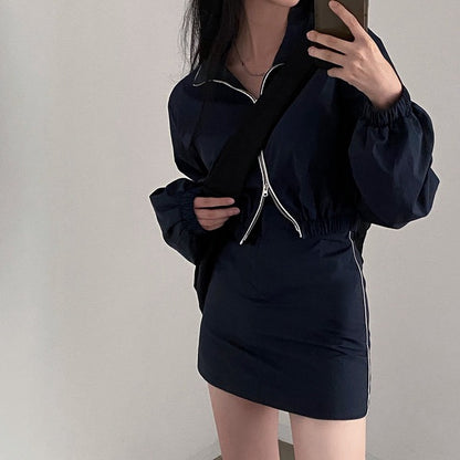 Loose-fit Sun Protection Jacket + Bodycon Skirt Set