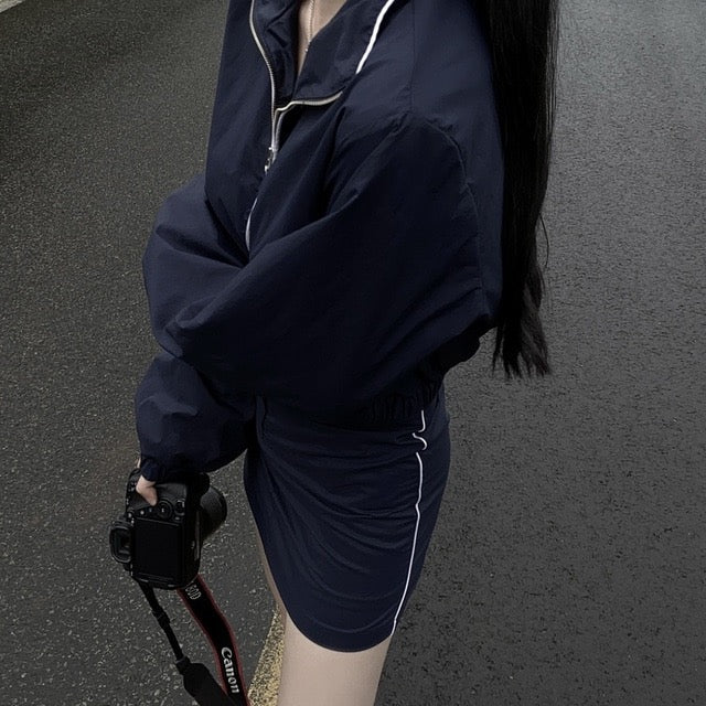 Loose-fit Sun Protection Jacket + Bodycon Skirt Set