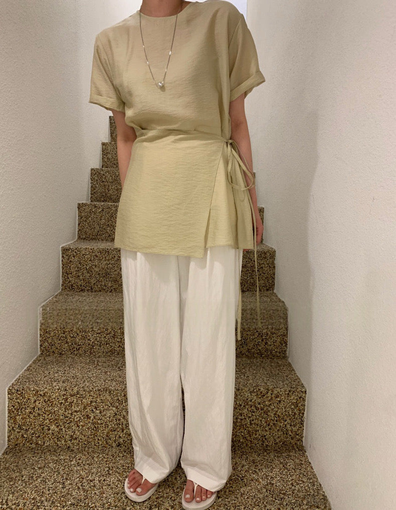 Asymmetrical Lace-up Faux Two-piece Dress