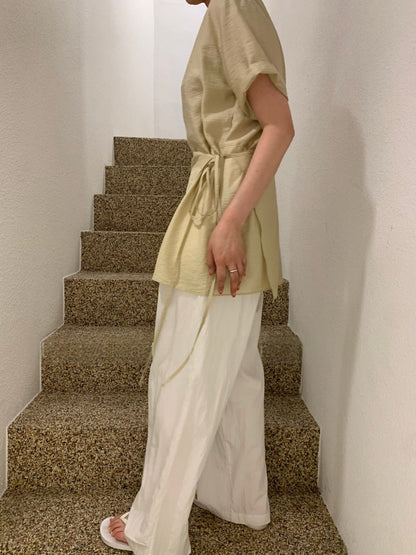 Asymmetrical Lace-up Faux Two-piece Dress