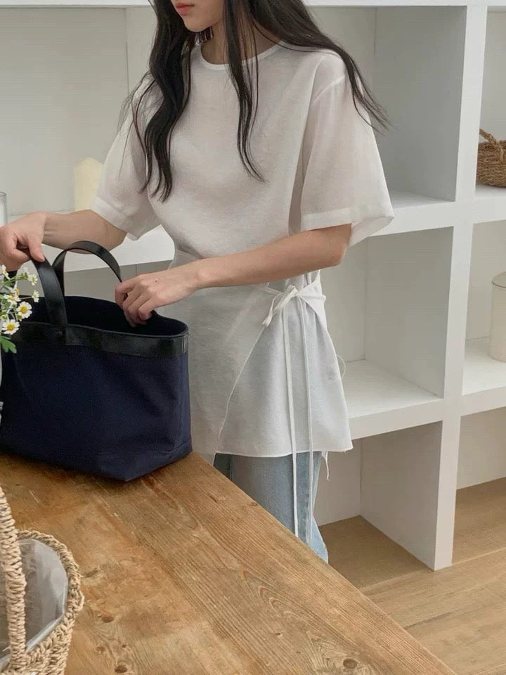 Asymmetrical Lace-up Faux Two-piece Dress