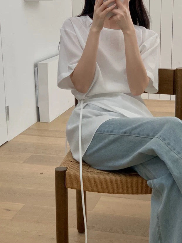 Asymmetrical Lace-up Faux Two-piece Dress