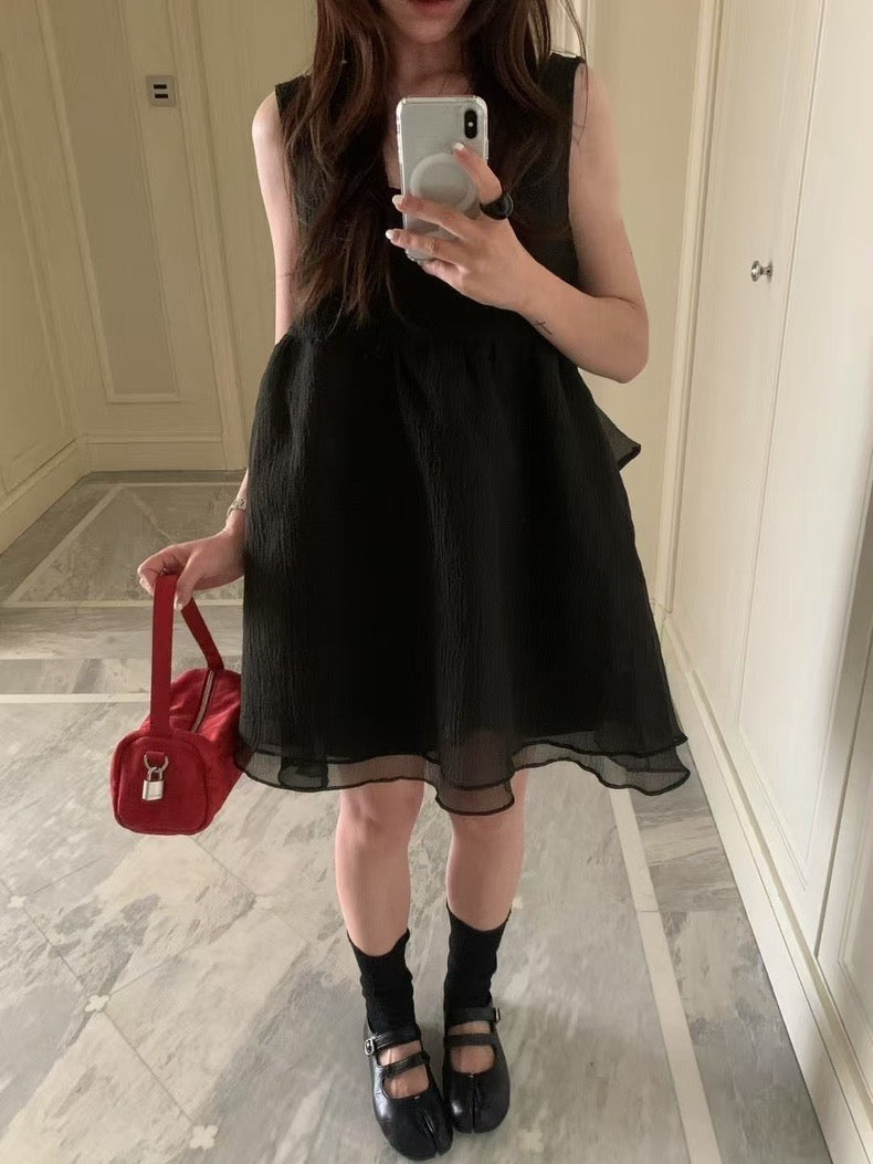 Butterfly Bow Two-Way Mesh Tank Dress