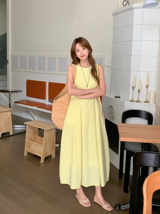 度假風褶皺垂感背心裙