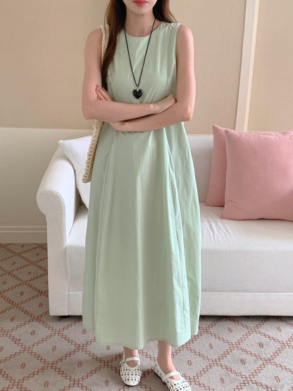 Resort-Style Pleated Draped Tank Dress
