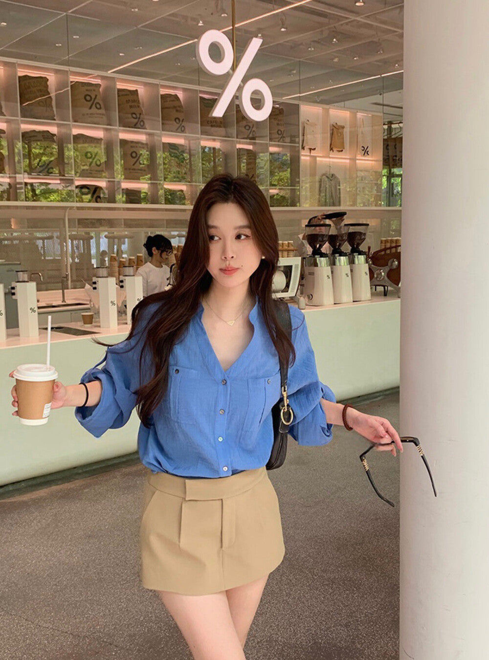 V-neck Loose-fit Elegant Blouse