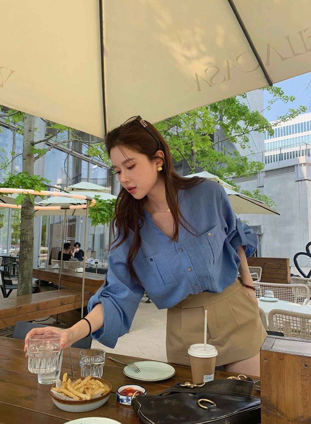 V-neck Loose-fit Elegant Blouse