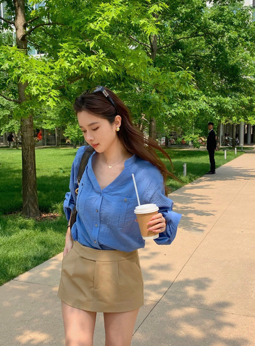 V-neck Loose-fit Elegant Blouse