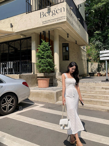 蕾絲背心+魚尾半身裙set