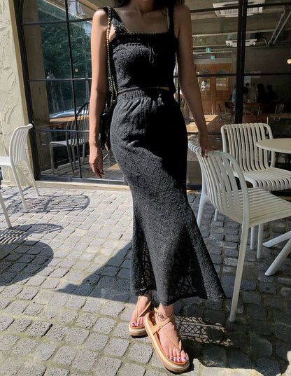 蕾絲背心+魚尾半身裙set