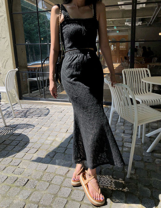 蕾絲背心+魚尾半身裙set