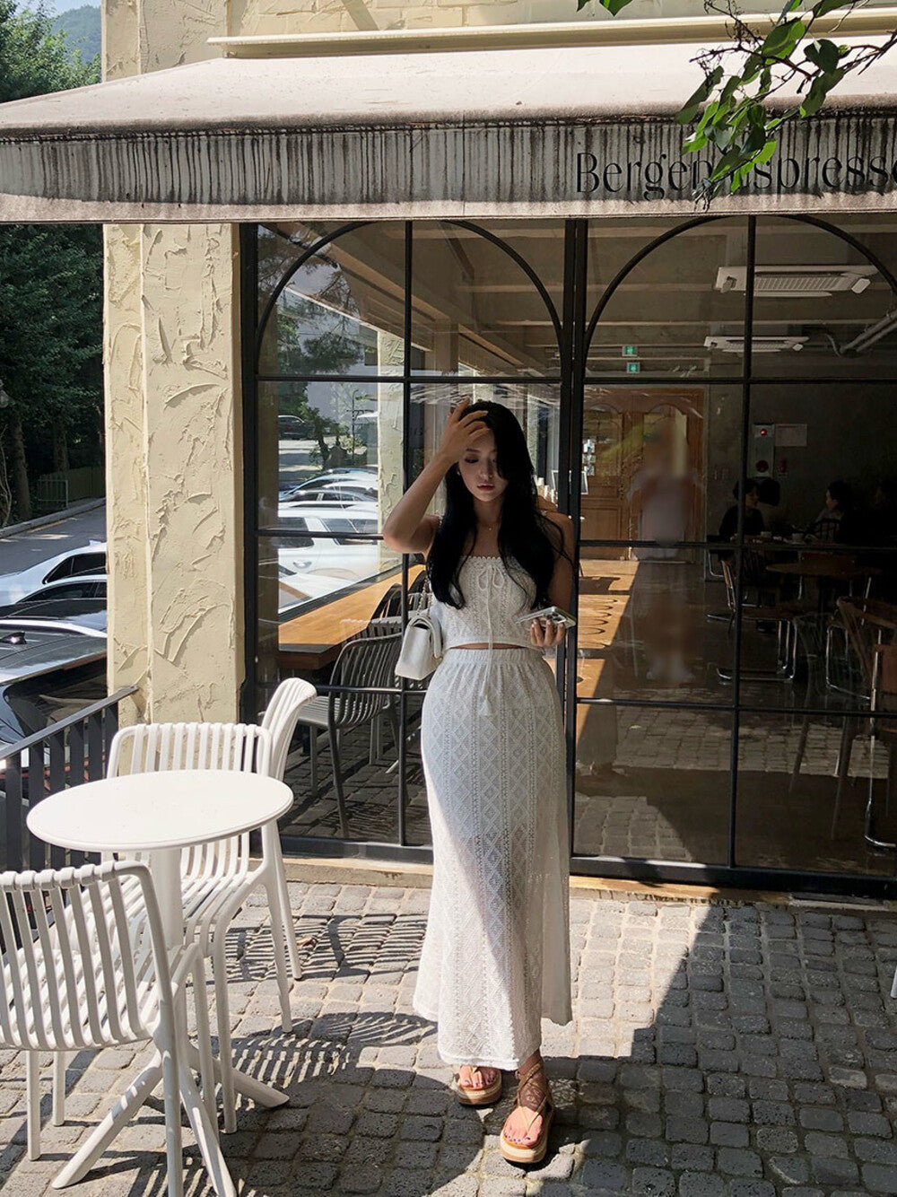 蕾絲背心+魚尾半身裙set