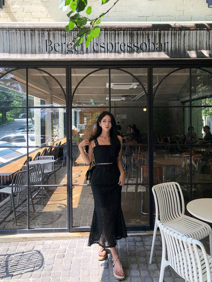 蕾絲背心+魚尾半身裙set