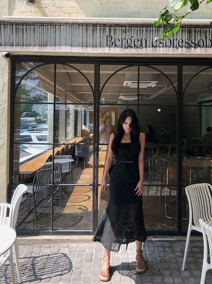 蕾絲背心+魚尾半身裙set