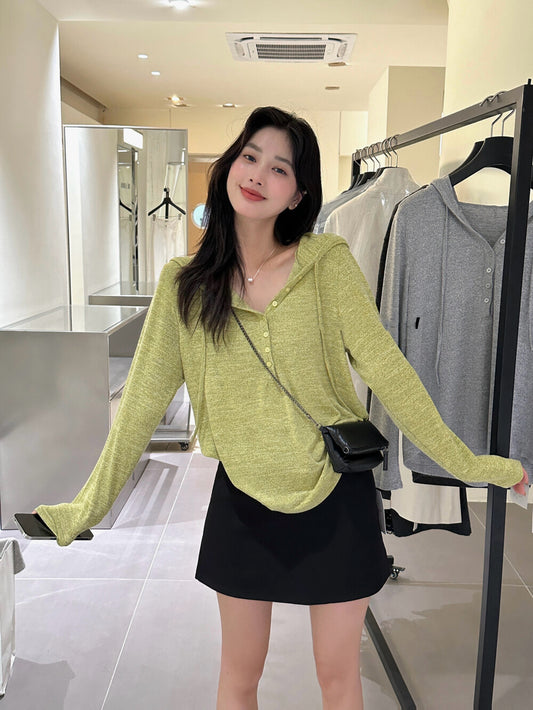 ソフトで柔らかいハーフジップフードパーカー