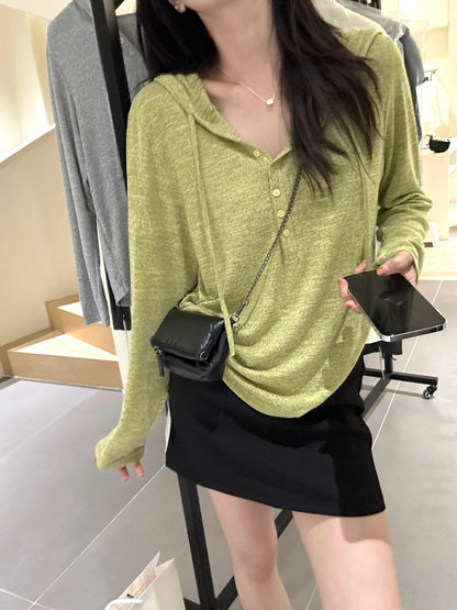 ソフトで柔らかいハーフジップフードパーカー