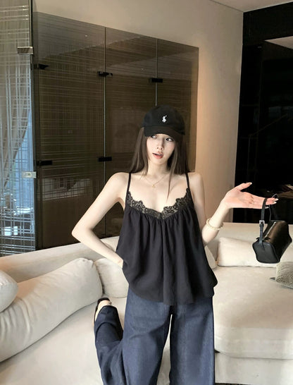 V-neck lace trim camisole