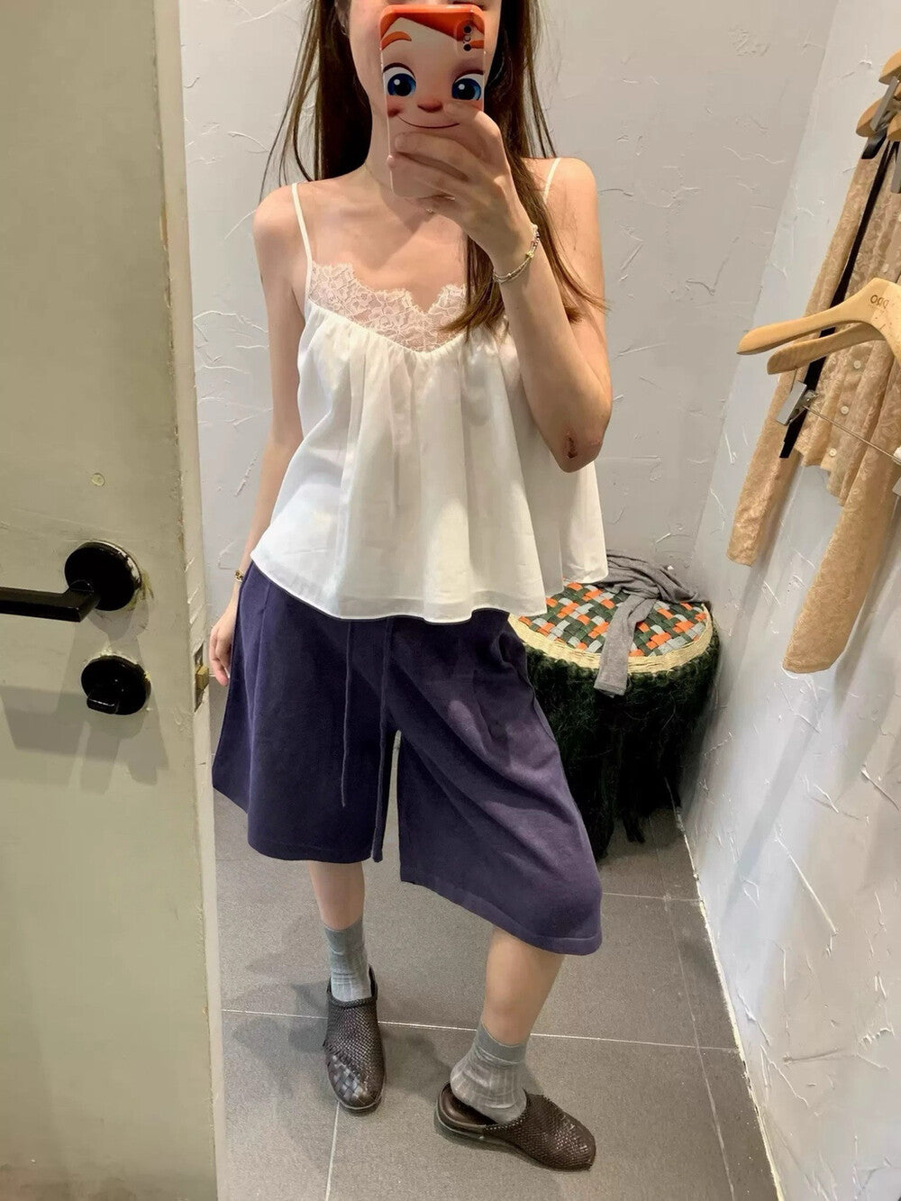 V-neck lace trim camisole