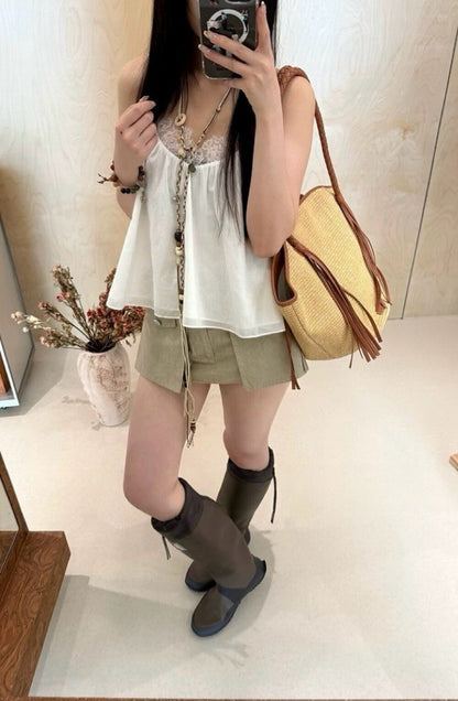 V-neck lace trim camisole