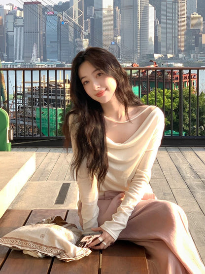 蕩領鬆弛感露肩top