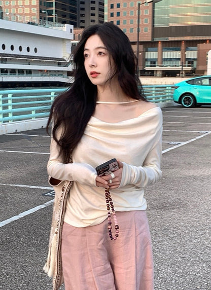 蕩領鬆弛感露肩top