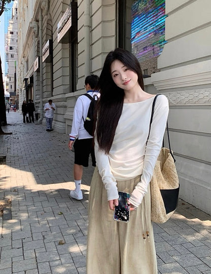 蕩領鬆弛感露肩top