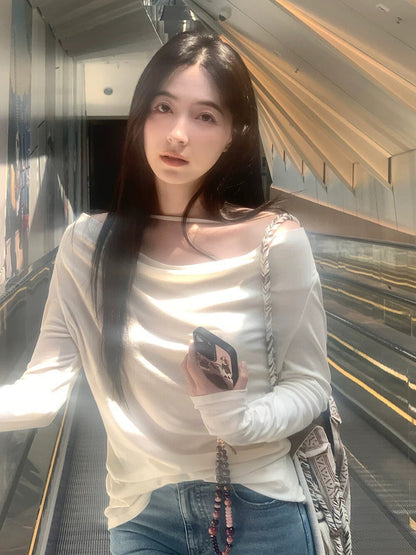 蕩領鬆弛感露肩top