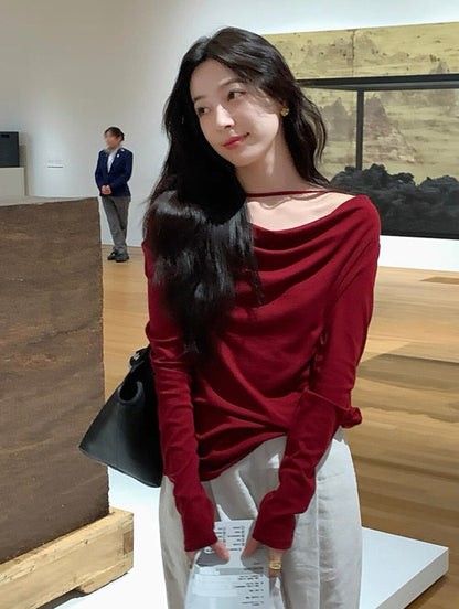 蕩領鬆弛感露肩top