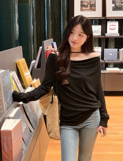 蕩領鬆弛感露肩top