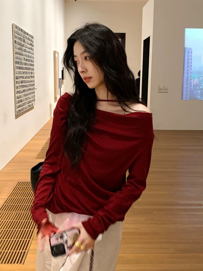 蕩領鬆弛感露肩top