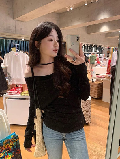 蕩領鬆弛感露肩top