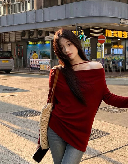 蕩領鬆弛感露肩top