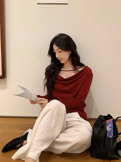 蕩領鬆弛感露肩top