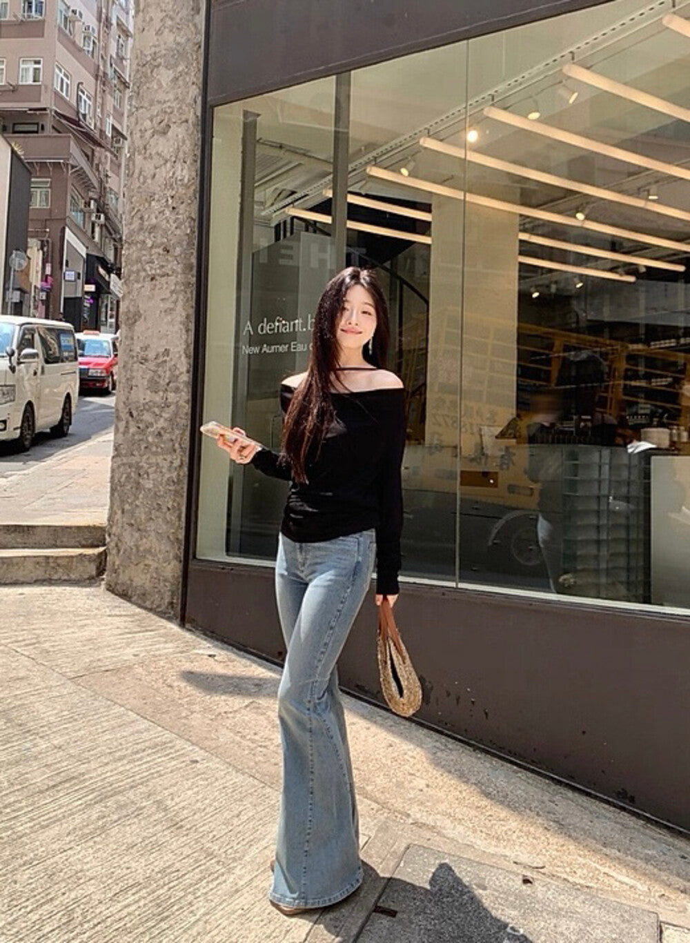 蕩領鬆弛感露肩top