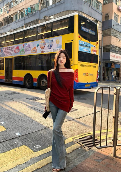 蕩領鬆弛感露肩top