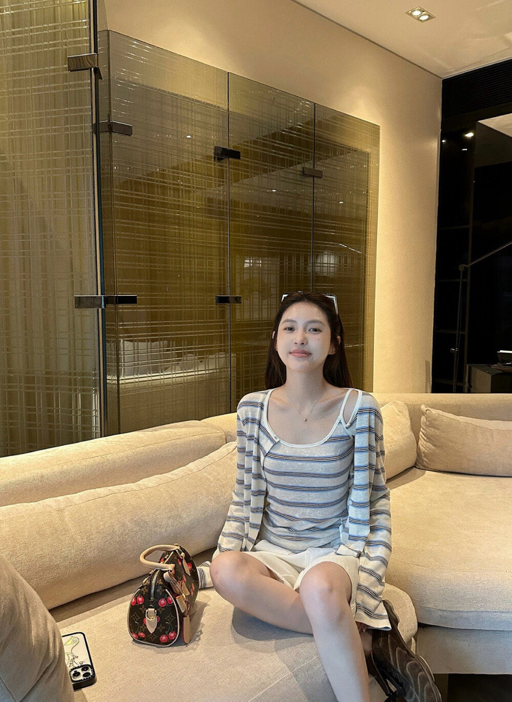 Striped Knit Camisole + Sun Protection Cardigan Set